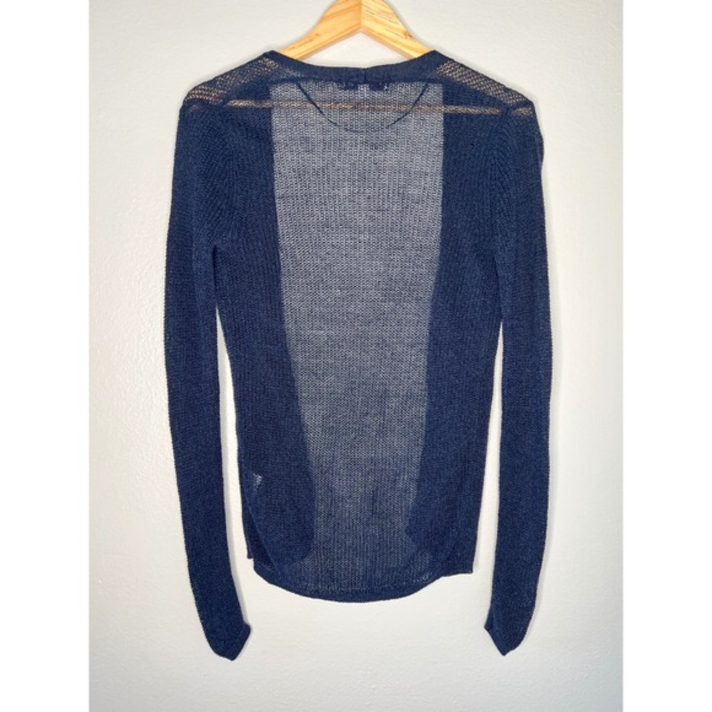 Uniqlo Ines de la Fressange‎ Navy Blue Linen Blend Lightweight Open Cardigan XS - Picture 4 of 5